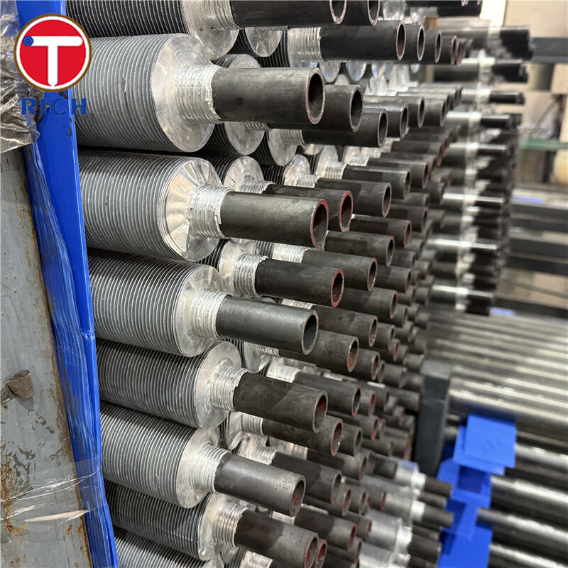 石油および天然ガス用途向け、アルミニウム外側フィン層と炭素鋼コアチューブを備えた押出フィンチューブ二金属複合フィン付きチューブ